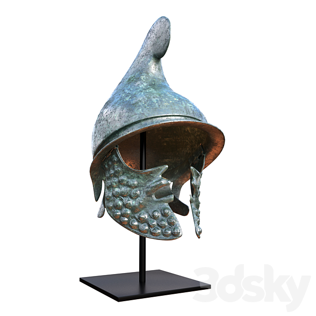 GREEK BRONZE HELMET 3ds Max - thumbnail 1