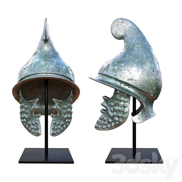 GREEK BRONZE HELMET 3ds Max - thumbnail 2