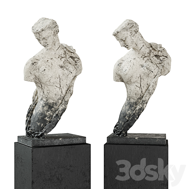 Greek woman torso pedestal marble 3DSMax File - thumbnail 1