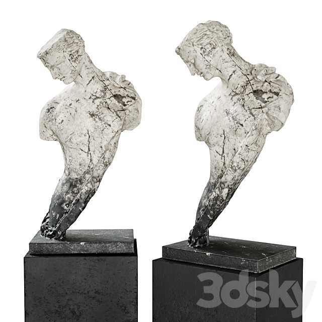 Greek woman torso pedestal marble 3DSMax File - thumbnail 2