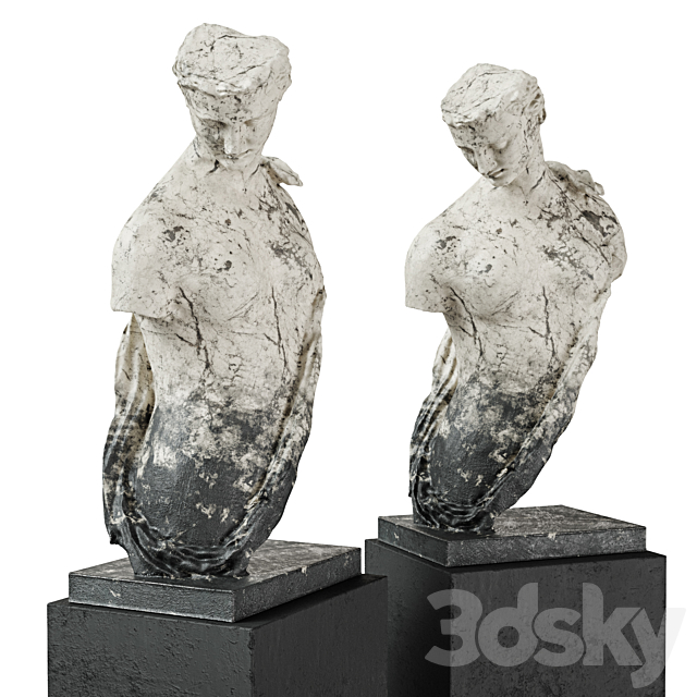 Greek woman torso pedestal marble 3DSMax File - thumbnail 3