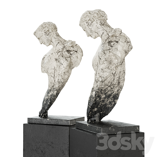 Greek woman torso pedestal marble 3DSMax File - thumbnail 4