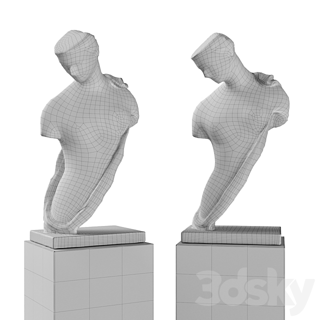 Greek woman torso pedestal marble 3DSMax File - thumbnail 5