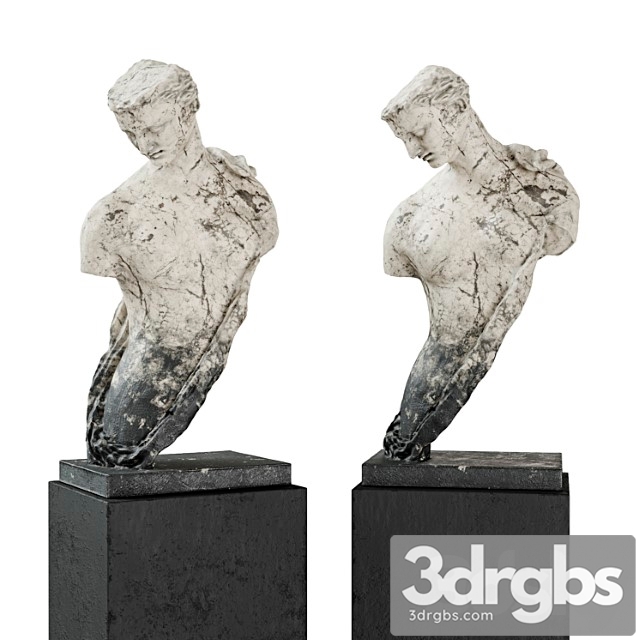 Greek woman torso pedestal marble - thumbnail 1