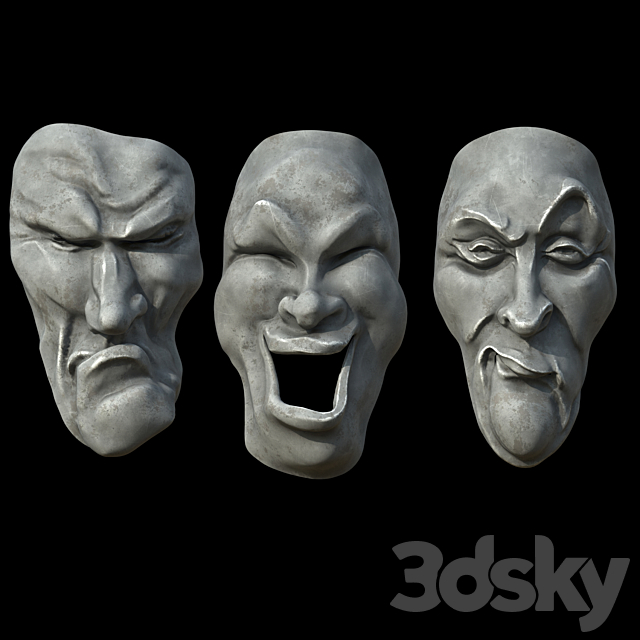 Grotesque masks 2 3ds Max - thumbnail 1