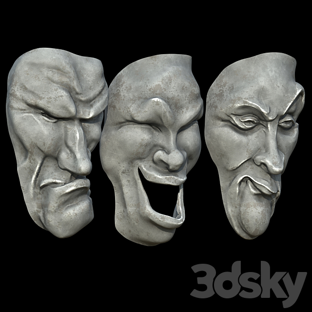 Grotesque masks 2 3ds Max - thumbnail 2