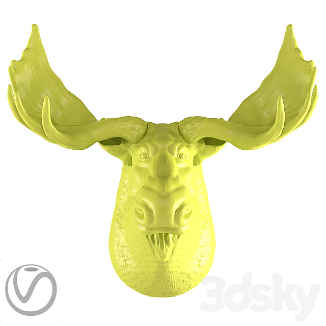 Gypsum moose head 3ds Max - thumbnail 2