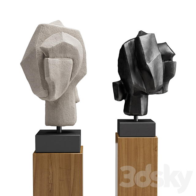 Head cubistic portrait sculpture 3ds Max - thumbnail 2