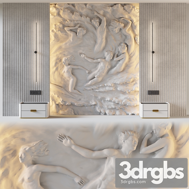 Headboard 3d Wall Panel 002 3dsmax Download - thumbnail 1