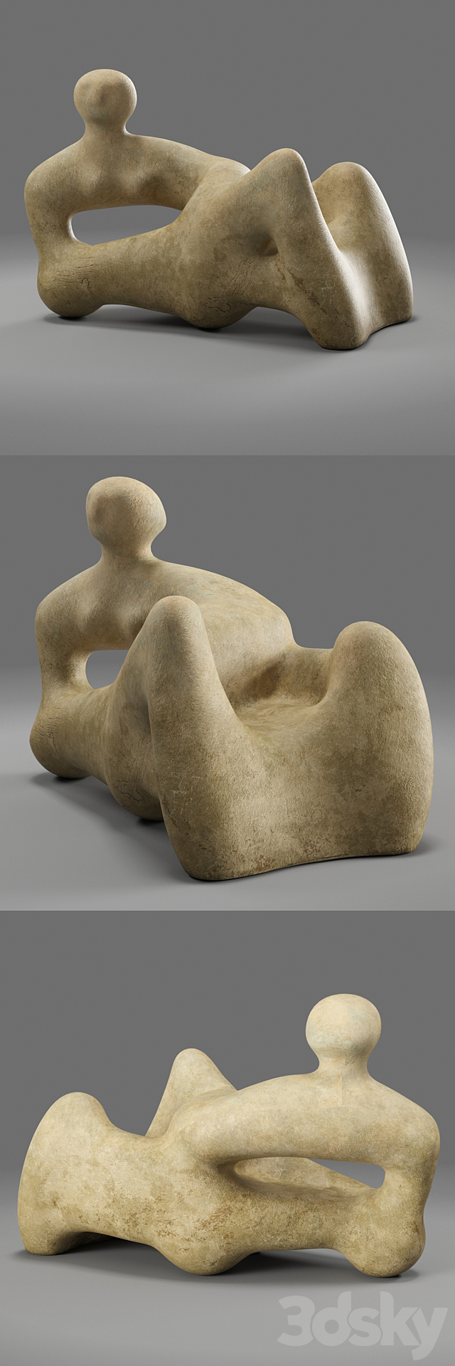 Henry Moore Recumbent Figure 3DS Max Model - thumbnail 2