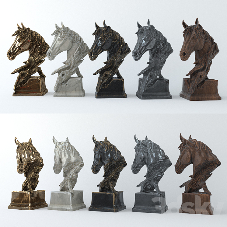 Horse Head Sculpture 3DS Max - thumbnail 2