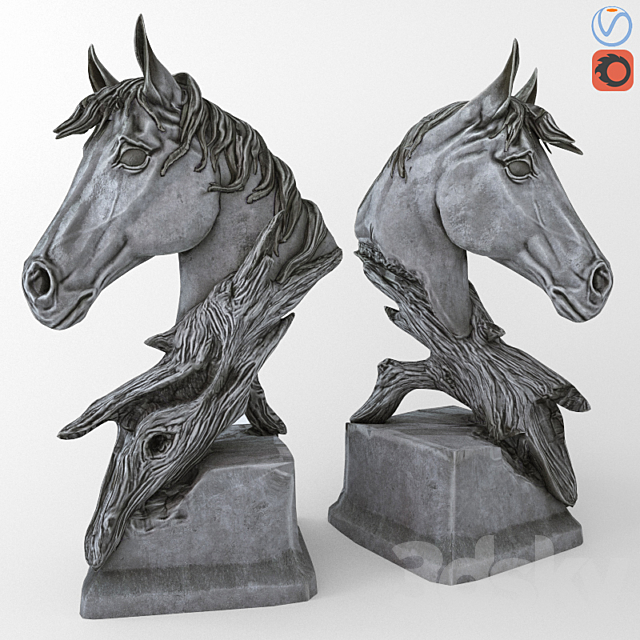 Horse Head Sculpture 3DSMax File - thumbnail 1