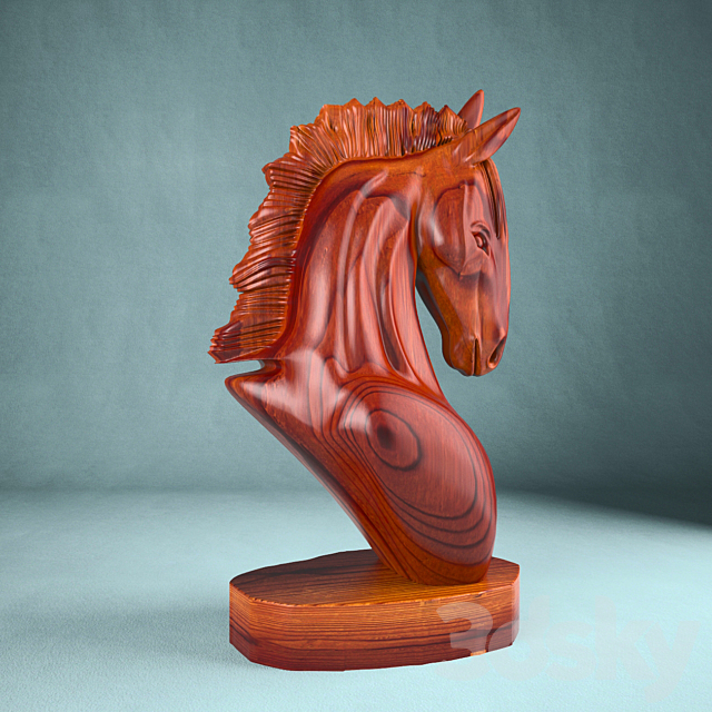 horse made of wood 3DS Max Model - thumbnail 2