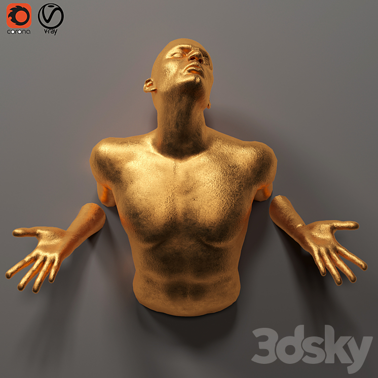 human sculpture_wall art_01 3DS Max Model - thumbnail 2