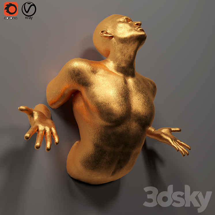 human sculpture_wall art_01 3DS Max Model - thumbnail 3