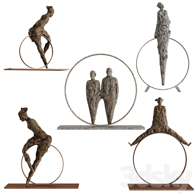 Human Sculptures 15 in circles 3ds Max - thumbnail 1