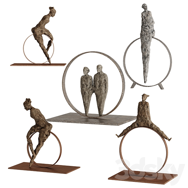 Human Sculptures 15 in circles 3ds Max - thumbnail 2