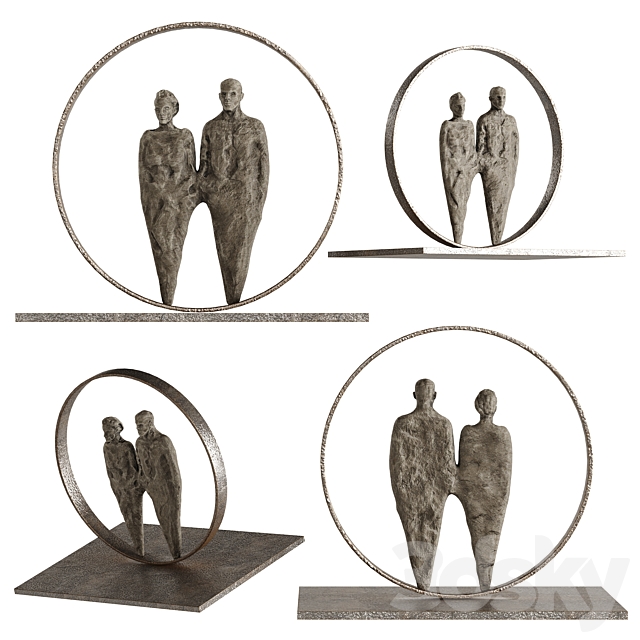 Human Sculptures 15 in circles 3ds Max - thumbnail 3