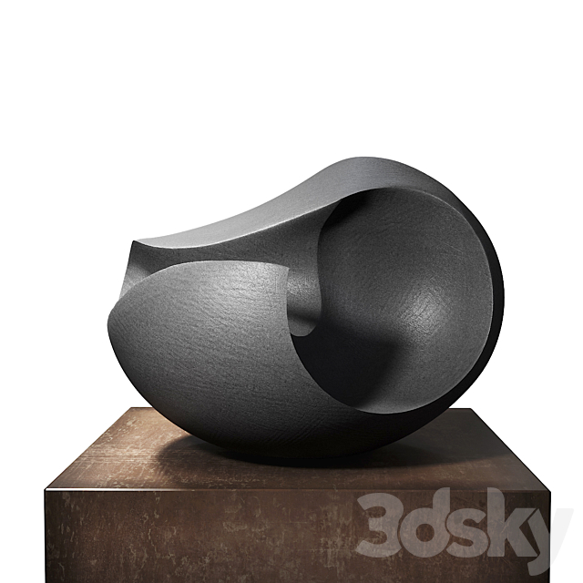 James Oughtibridge Jet Black Concave sculpture 3DSMax File - thumbnail 1