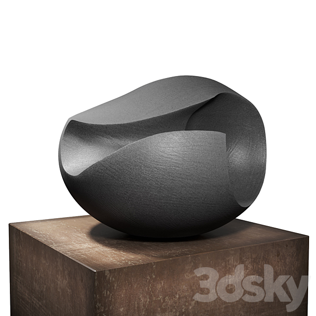 James Oughtibridge Jet Black Concave sculpture 3DSMax File - thumbnail 2