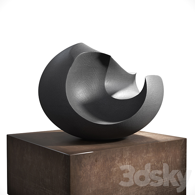 James Oughtibridge Jet Black Concave sculpture 3DSMax File - thumbnail 4