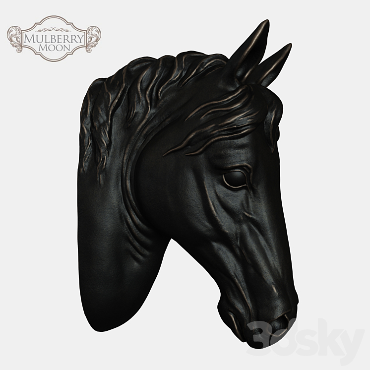 Large Black Horse Head Wall Sculpture 3DS Max - thumbnail 1