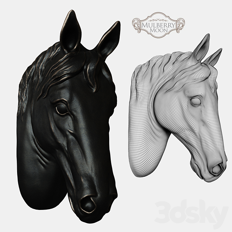 Large Black Horse Head Wall Sculpture 3DS Max - thumbnail 2