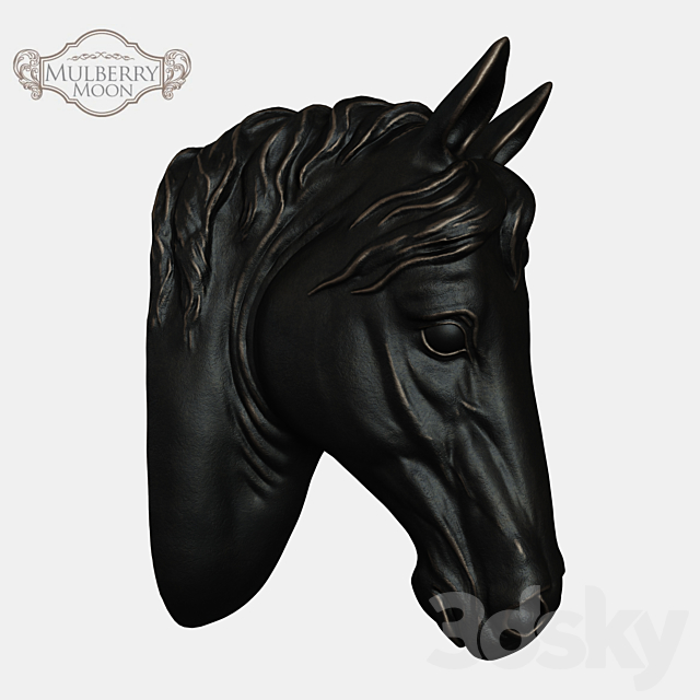 Large Black Horse Head Wall Sculpture 3DSMax File - thumbnail 1