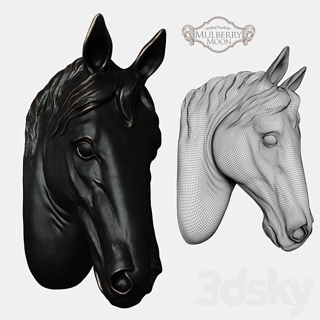 Large Black Horse Head Wall Sculpture 3DSMax File - thumbnail 2