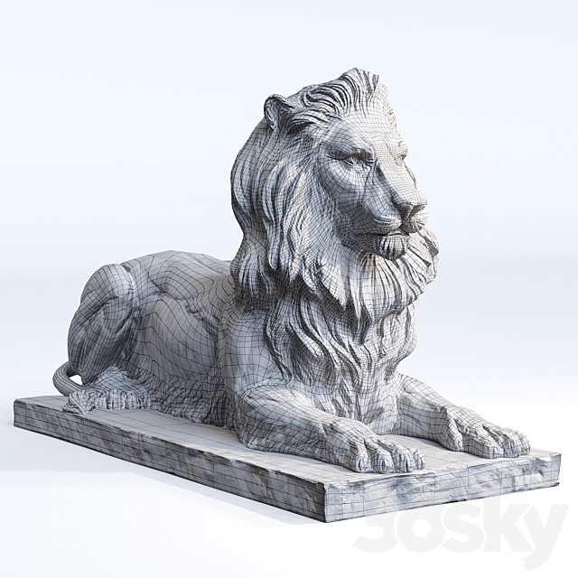 Lion Sculpture 3DS Max Model - thumbnail 6