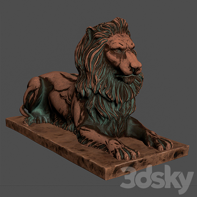 Lion Sculpture 3DS Max Model - thumbnail 7