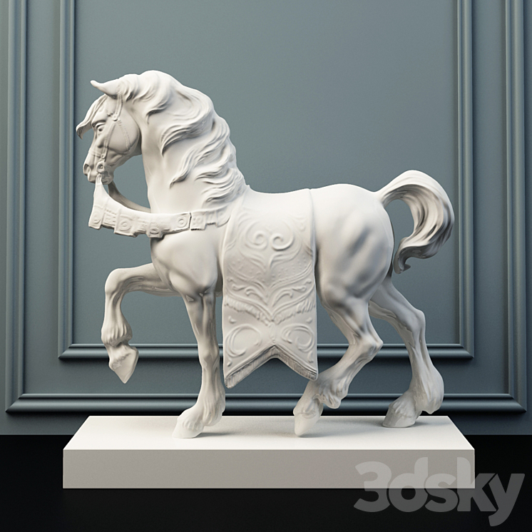 Lladro sculpture palace horse. 3DS Max - thumbnail 2