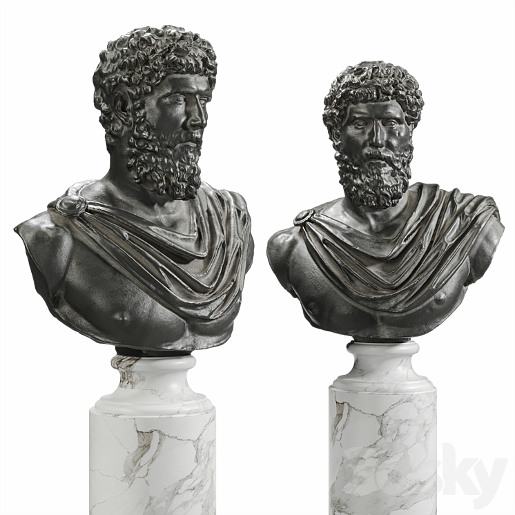 Lucius Verus Bust Black 3DS Max - thumbnail 1