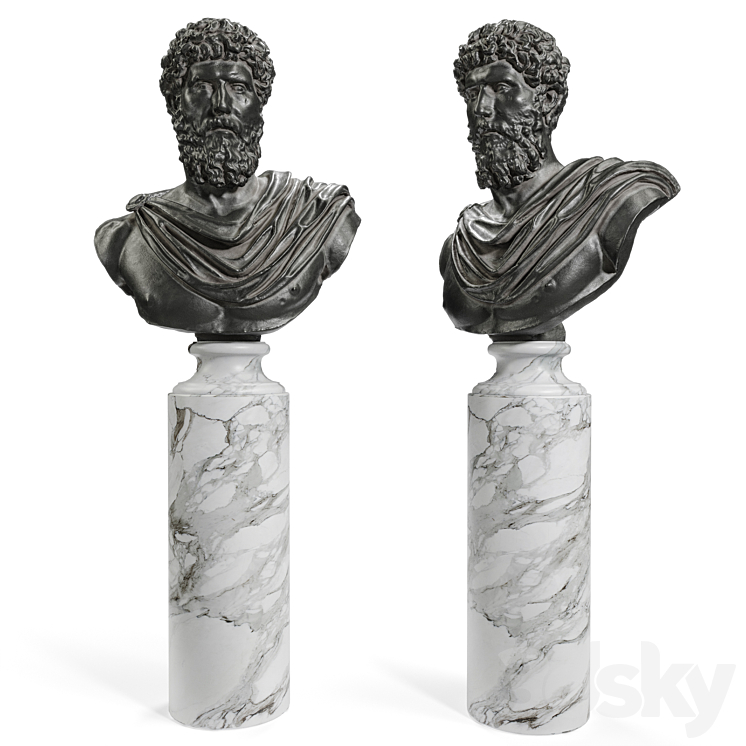 Lucius Verus Bust Black 3DS Max - thumbnail 2