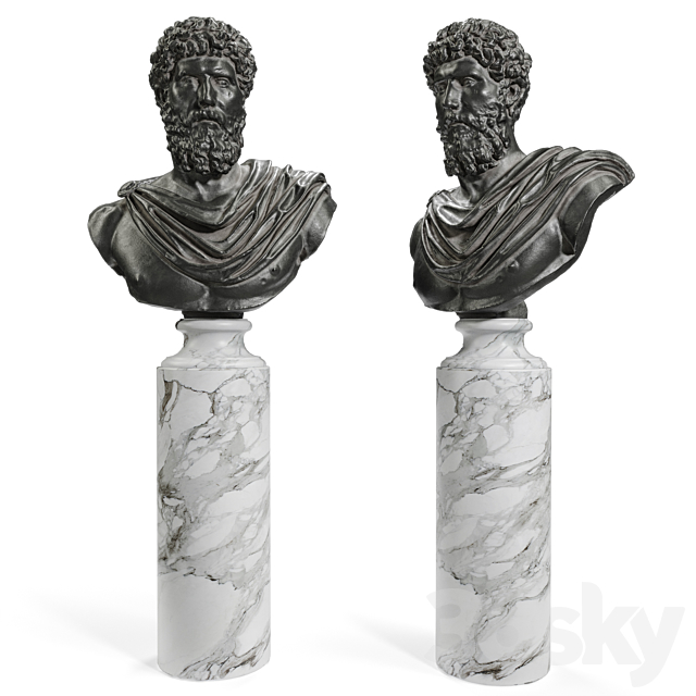 Lucius Verus Bust Black 3DSMax File - thumbnail 2