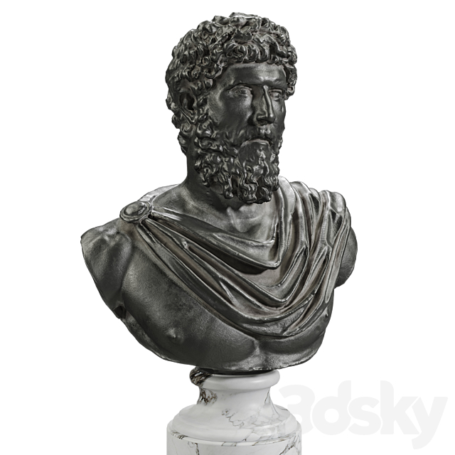 Lucius Verus Bust Black 3DSMax File - thumbnail 3