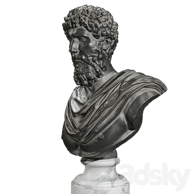 Lucius Verus Bust Black 3DSMax File - thumbnail 4