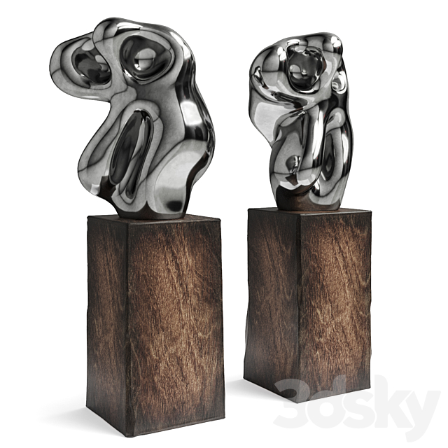 Lunar spectral abstract sculpture chrome 3ds Max - thumbnail 2