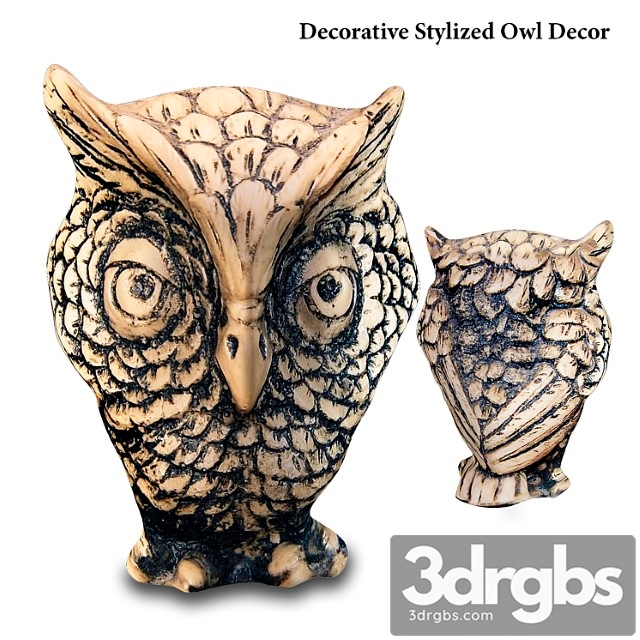 Macespace – decorative stylized owl decor 3dsmax Download - thumbnail 1