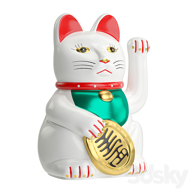 Maneki Neko Cat 3DS Max Model - thumbnail 1