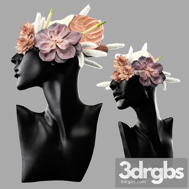 Mannequin Head Bust With A Bouquet 3dsmax Download - thumbnail 1