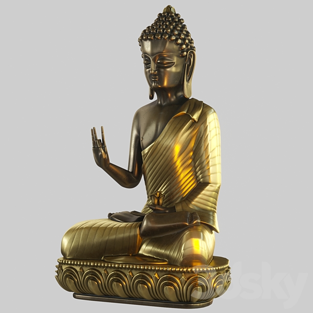 Meditating Buddha with lotus flower 3DSMax File - thumbnail 2