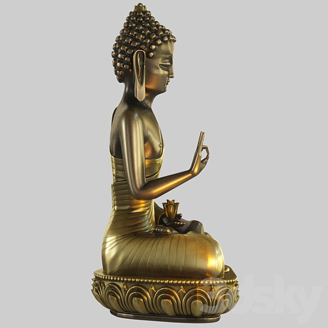 Meditating Buddha with lotus flower 3DSMax File - thumbnail 3