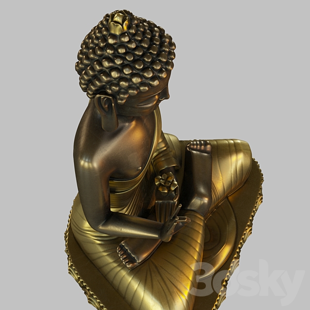 Meditating Buddha with lotus flower 3DSMax File - thumbnail 5