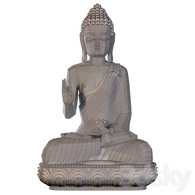 Meditating Buddha with lotus flower 3DSMax File - thumbnail 6