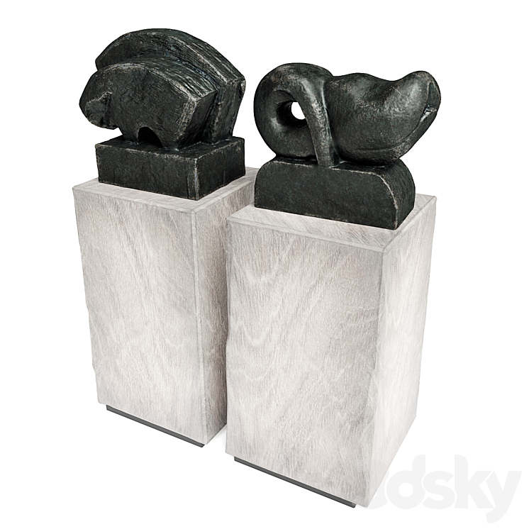 Modern sculptures Bull and Fish 3DS Max Model - thumbnail 2