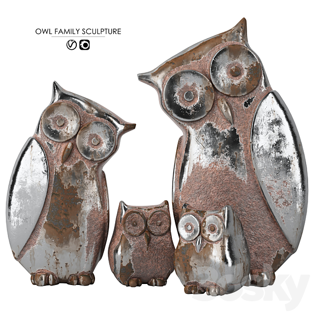 Owl Family Sculpture 3ds Max - thumbnail 3