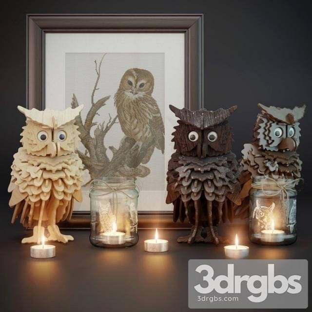 Owl Set Sculpture 3dsmax Download - thumbnail 1