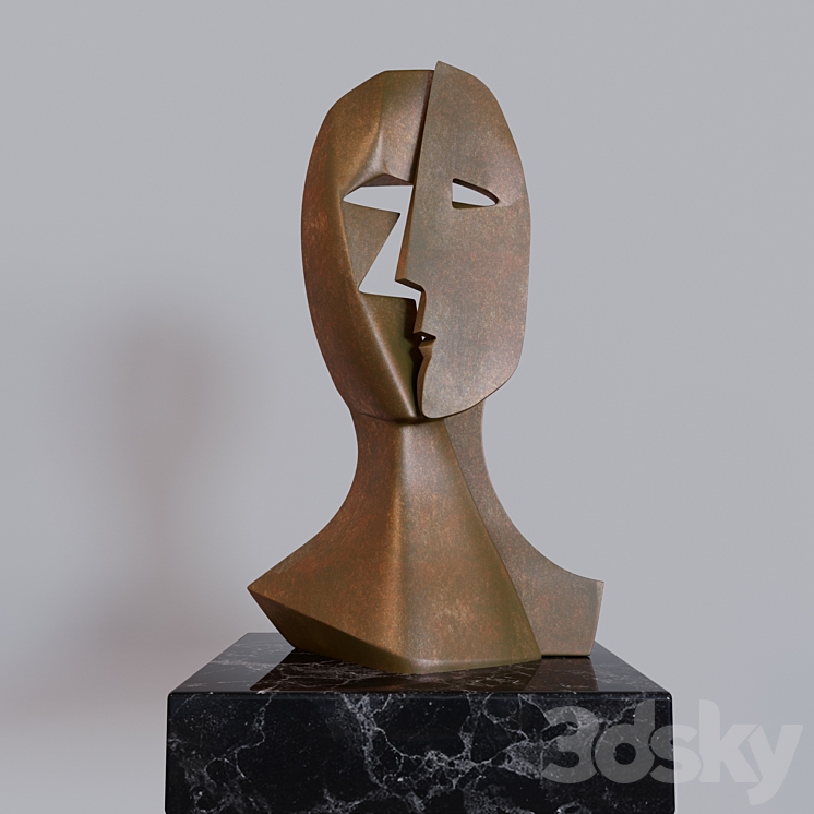 PABLO PICASSO BRONZE SCULPTURE MASK 3DS Max - thumbnail 1