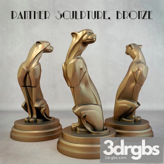 Panthere Sculpture Bronze 3dsmax Download - thumbnail 1